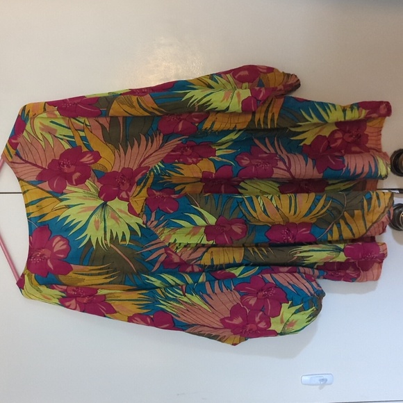 Volcom Hawaiian women's shirt caftan swim coverup tropical OS one size - Picture 3 of 3